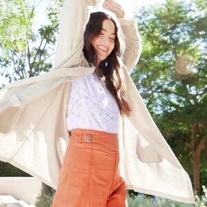 DONNI. • Anthropologie Sandwash Ribbed Sweater Coat cardigan jacket cream grey